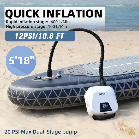 Portable Electric SUP Pump 20PSI Rechargeable Air Inflator 38Wh