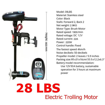 Portable 28lbs Electric Boat Motor with Thrust Control