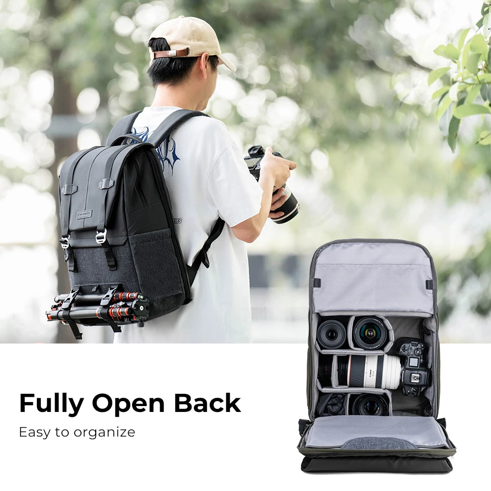 20L Camera Backpack with Laptop Compartment and Rain Cover
