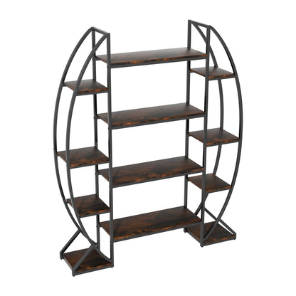 5-Tier Metal and Wood Plant Display Shelf