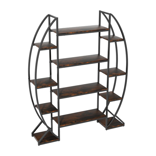 5-Tier Metal and Wood Plant Display Shelf