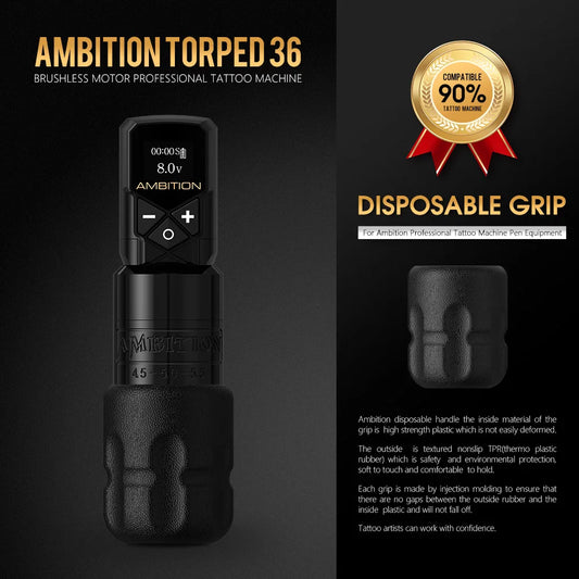 Cordless Gold Tattoo Machine Set with Adjustable Stroke and Case