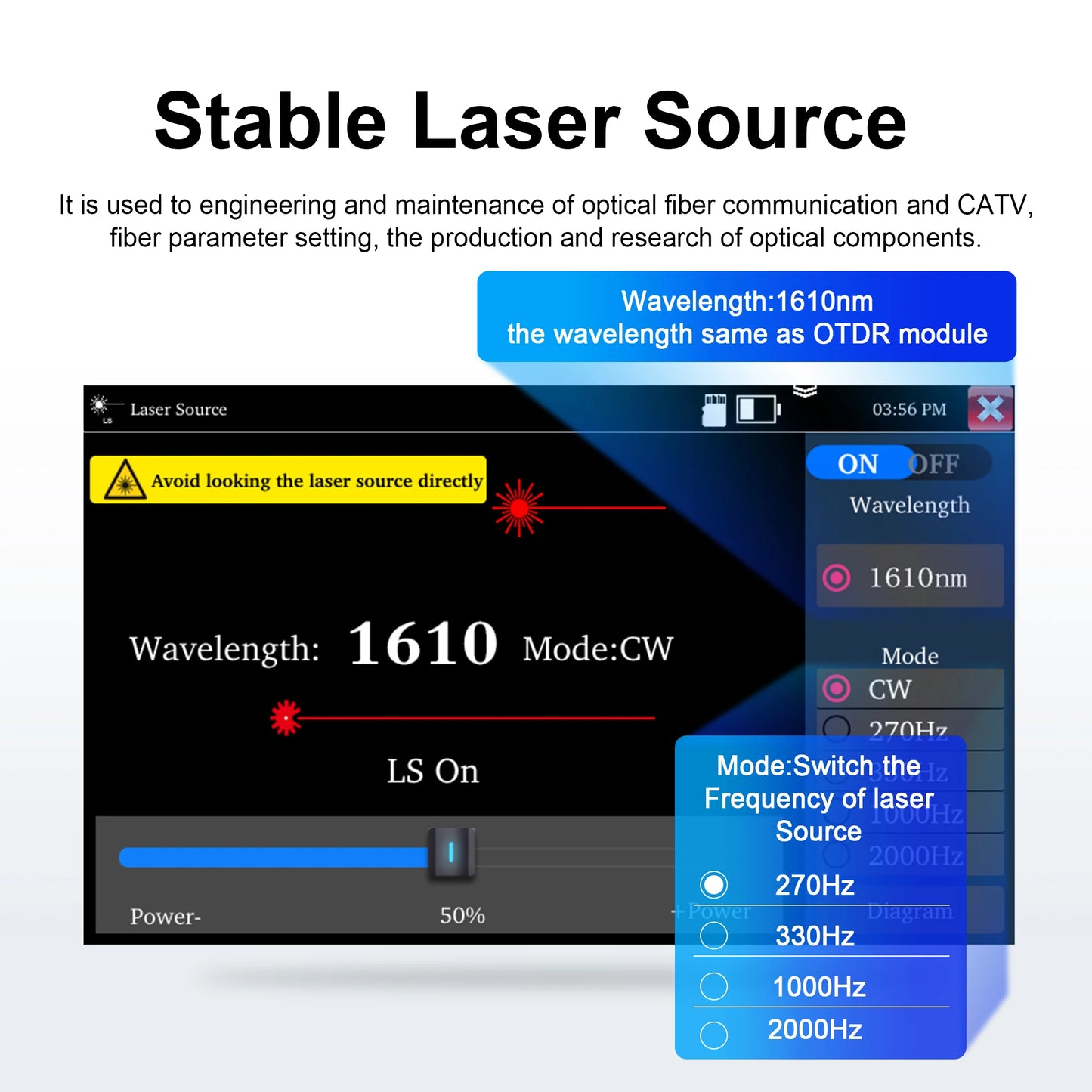 Portable 4 Inch OTDR Fiber Optic Tester 1550nm 24dB OPM VFL