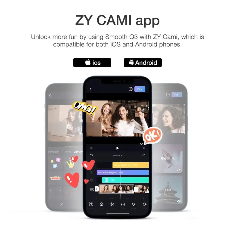 3 Axis Smartphone Gimbal Stabilizer with Built In Fill Light