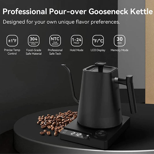 1L Electric Gooseneck Kettle with Temperature Control 1200W