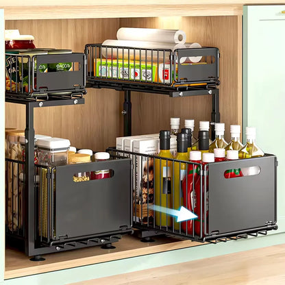 Adjustable Under Sink Storage Rack 2 Pack