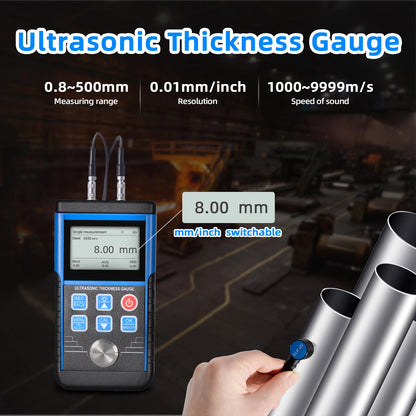 Digital Ultrasonic Thickness Gauge 1-350mm Metal Thickness Tester