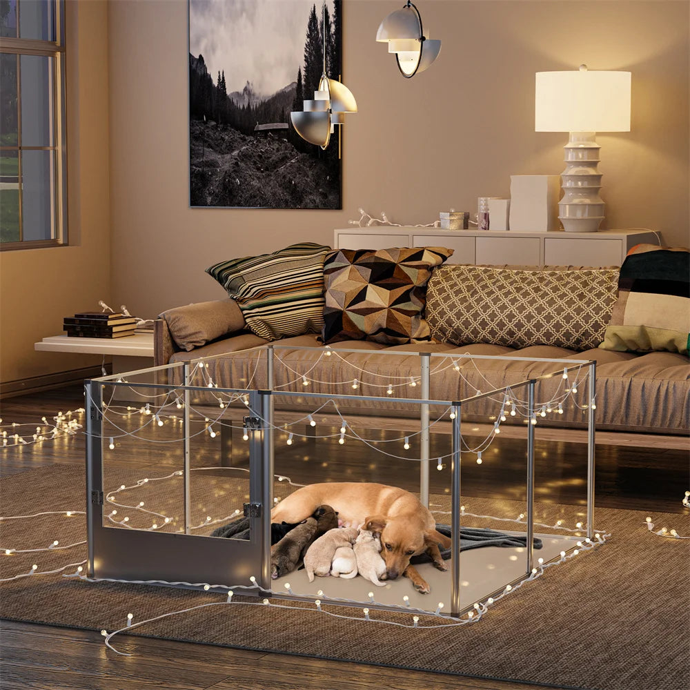 Extra Large Acrylic Dog Playpen with Waterproof Pad