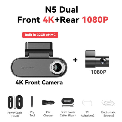 4K Dual Dash Cam Front Rear Camera GPS ADAS
