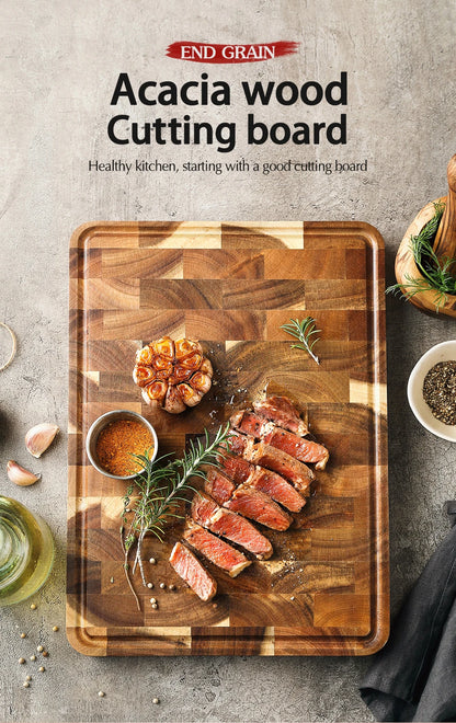 Heavy Duty Acacia Wooden Chopping Board with Juice Groove