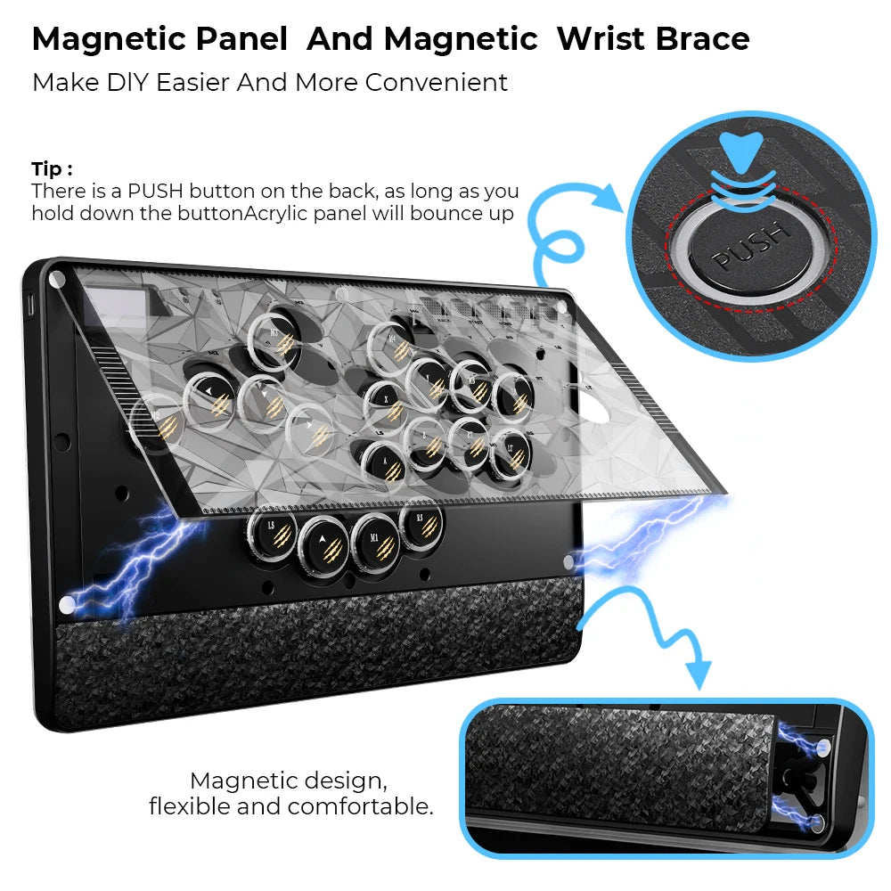 Magnetic Leverless Arcade Controller Black for PC/PS5