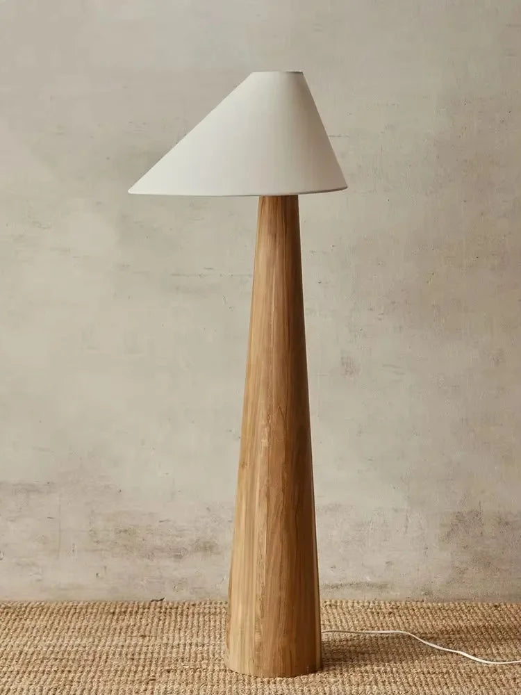 150cm Conical Oak Floor Lamp with Bright White Light