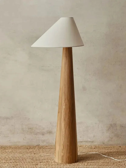150cm Conical Oak Floor Lamp with Bright White Light