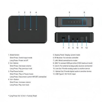 Wireless Music Streamer with Display Panel
