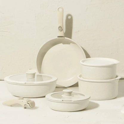 12 Piece Non-Stick Cookware Set with Removable Handle