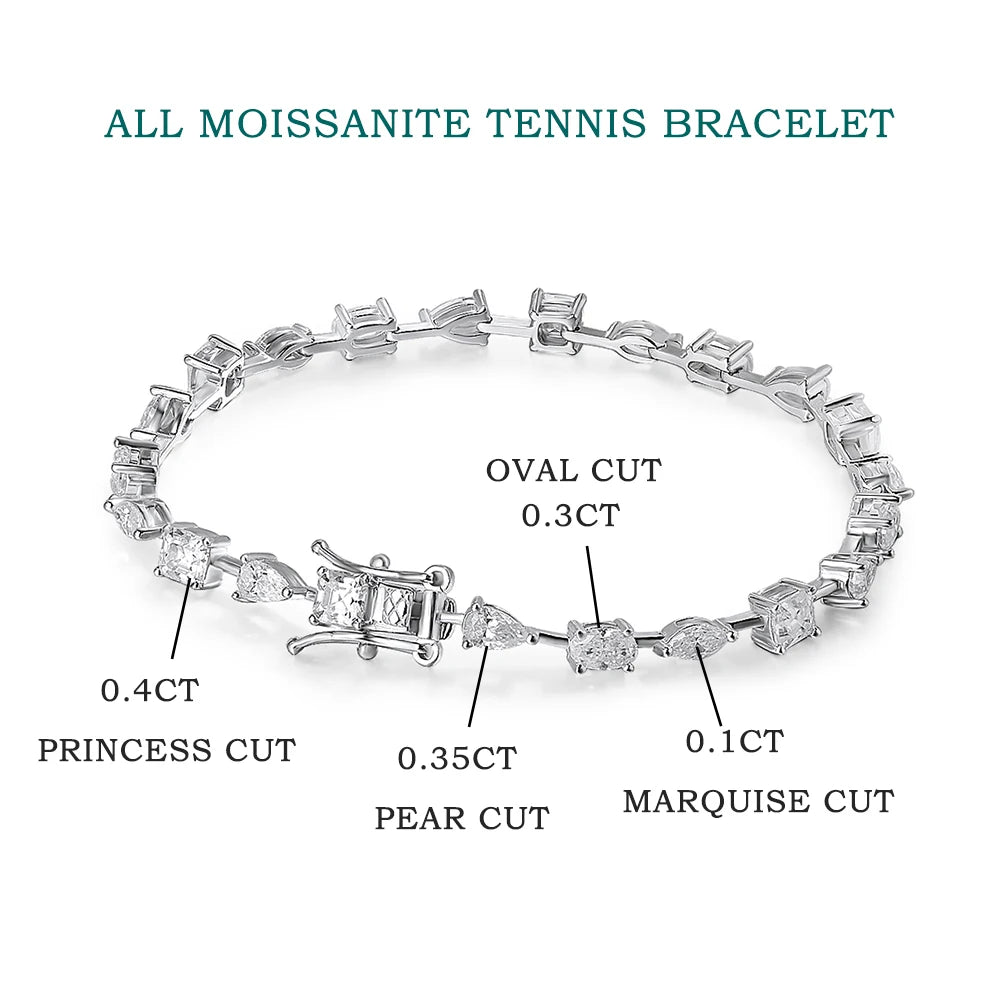 18cm Moissanite Tennis Bracelet 18K Plated