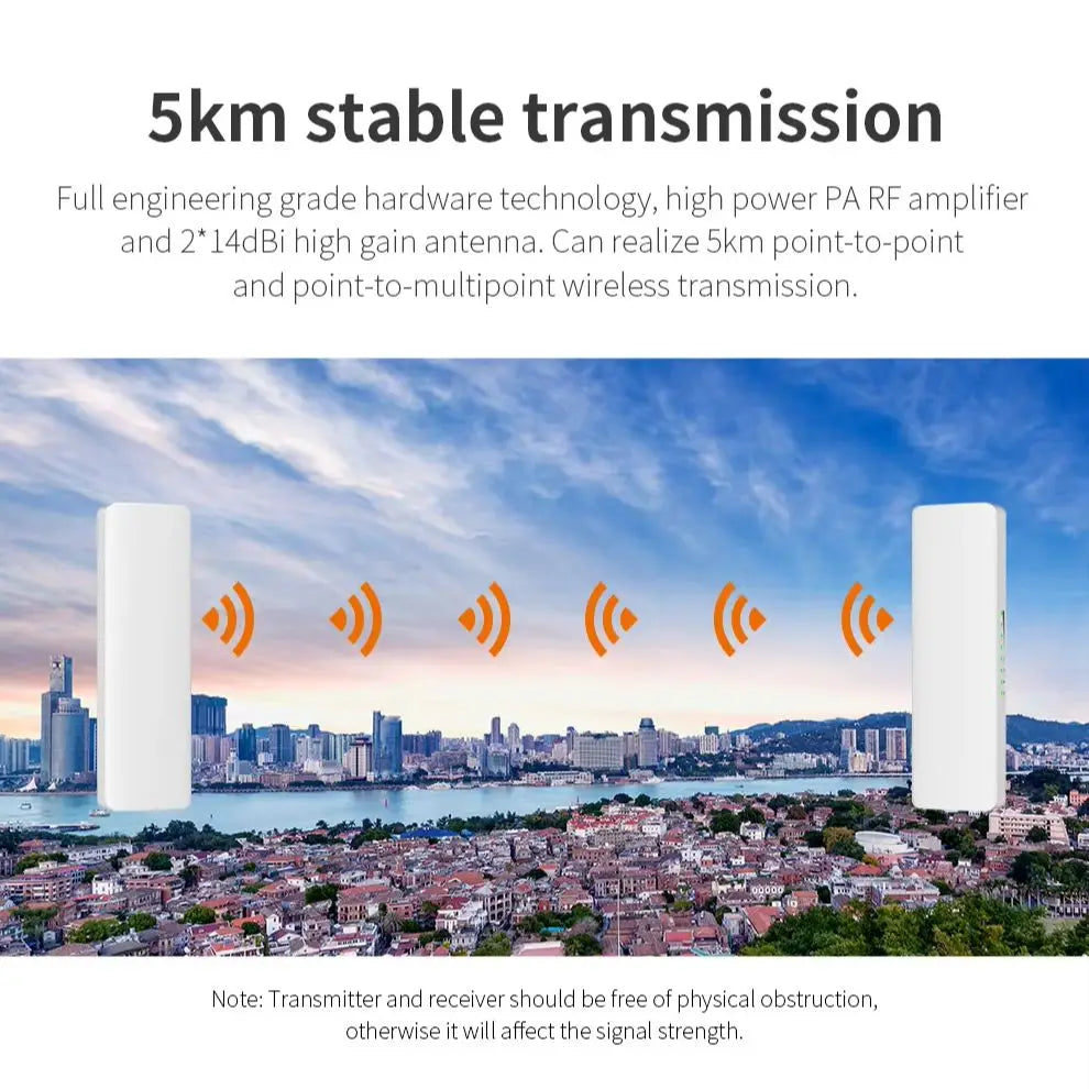 2PCS 5KM 5.8G Wireless Bridge Outdoor CPE Long Range Repeater