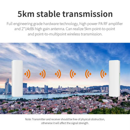 5KM Long Range 5.8G Outdoor WiFi Bridge 900Mbps Access Point