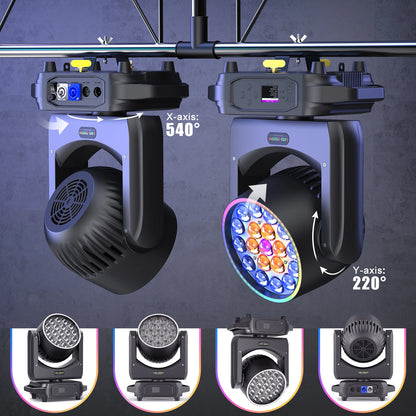 2 Pack 220W Moving Head Stage Lights RGBW LED