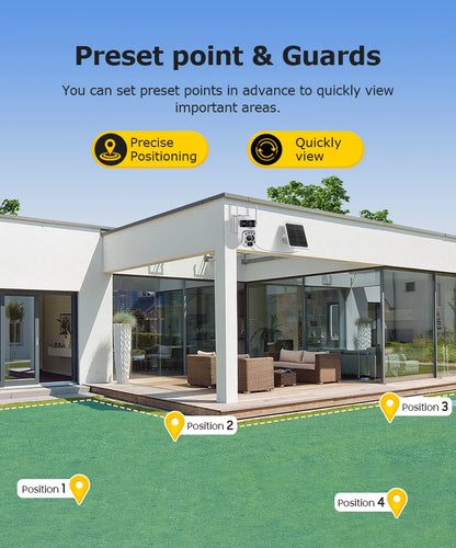 White 60X Zoom Dual-Lens WiFi Solar Security Camera 128GB