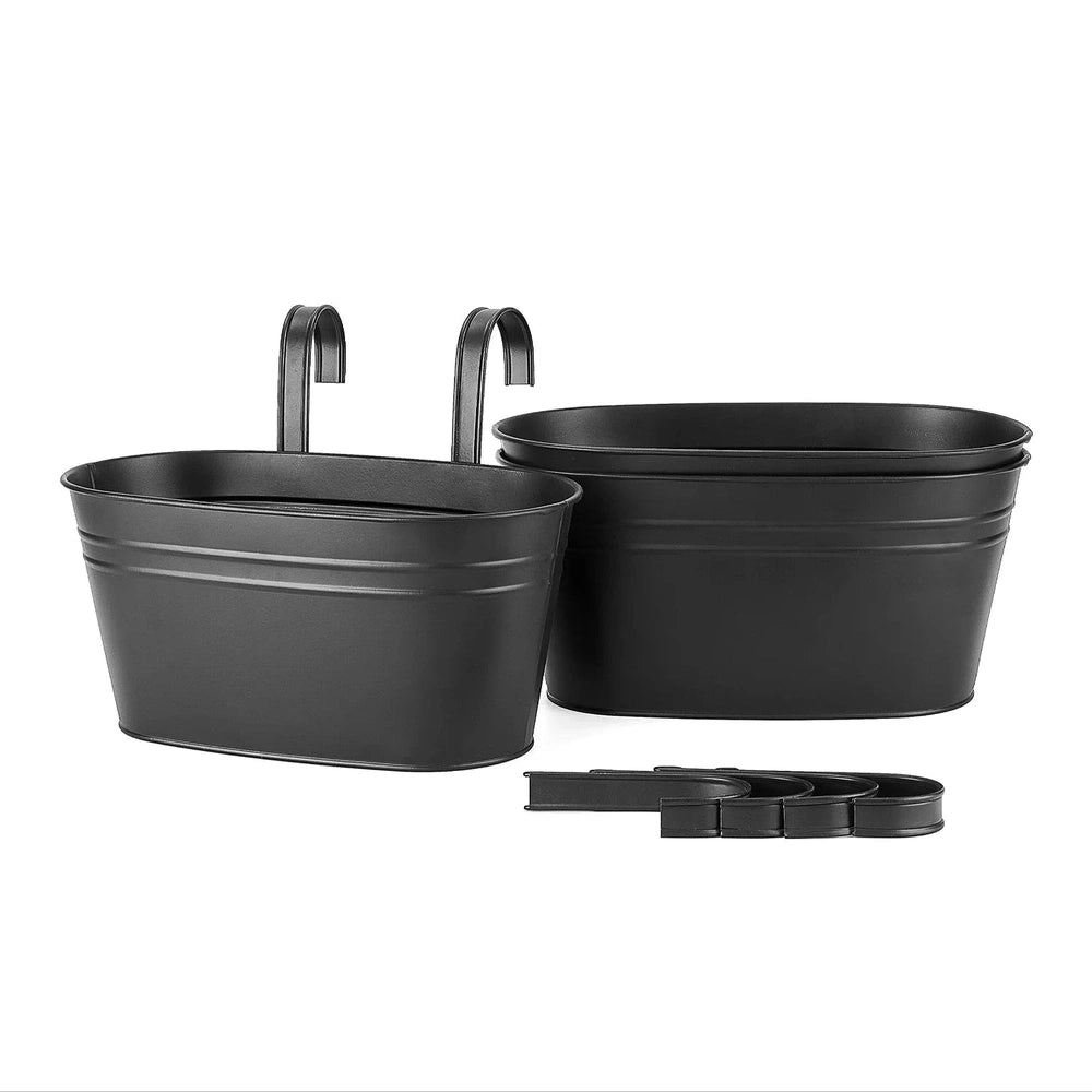 3pcs Rustic Black Hanging Planter Pots with Detachable Stands for Indoor and Outdoor Use