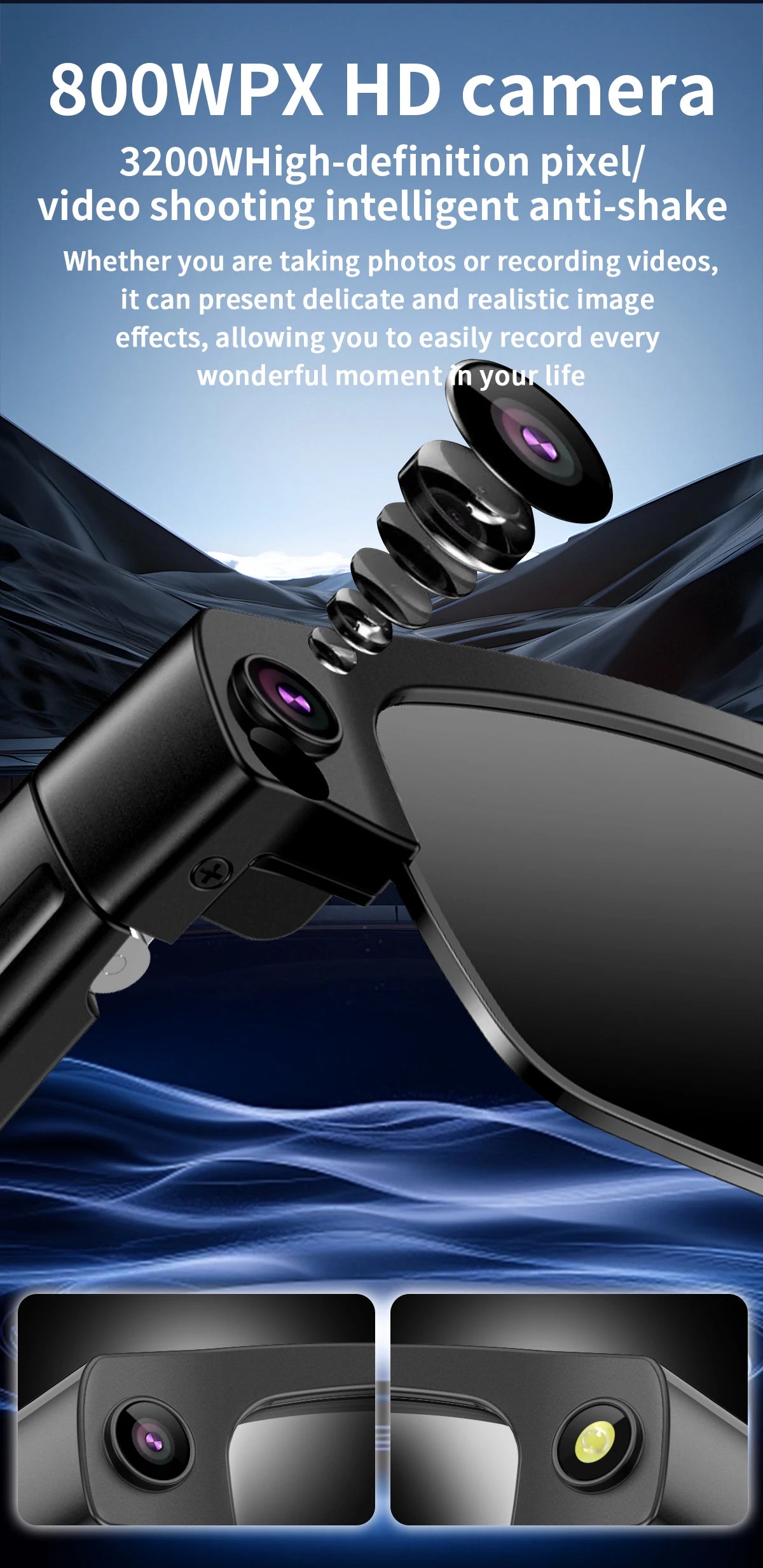 Anti Blue Light Smart Glasses with AI Camera