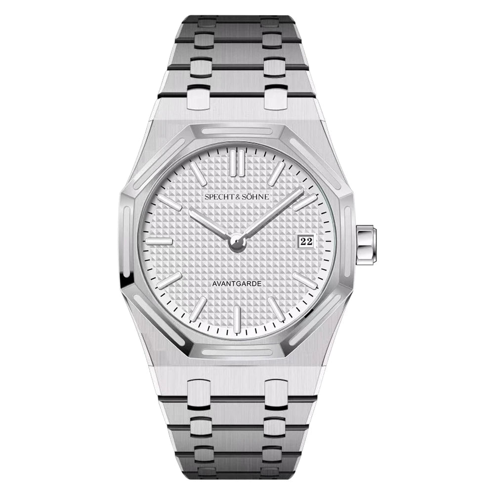 38mm Men’s Ultrathin Quartz Watch Sapphire Glass 50M Waterproof White