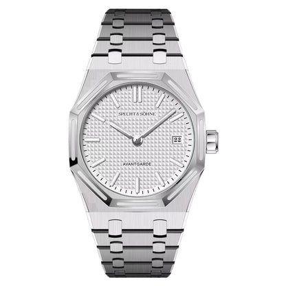 38mm Men’s Ultrathin Quartz Watch Sapphire Glass 50M Waterproof White