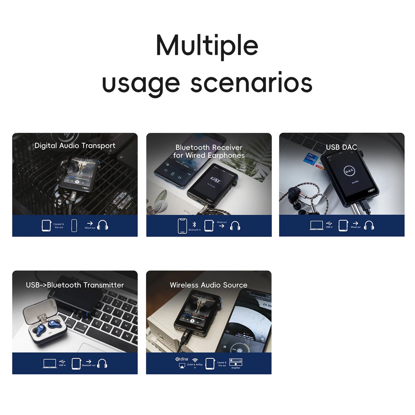 Black Hi-Res Music Player with USB DAC Support