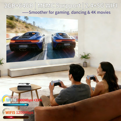 4K UHD Home Theater Projector 2+64GB Dual WiFi