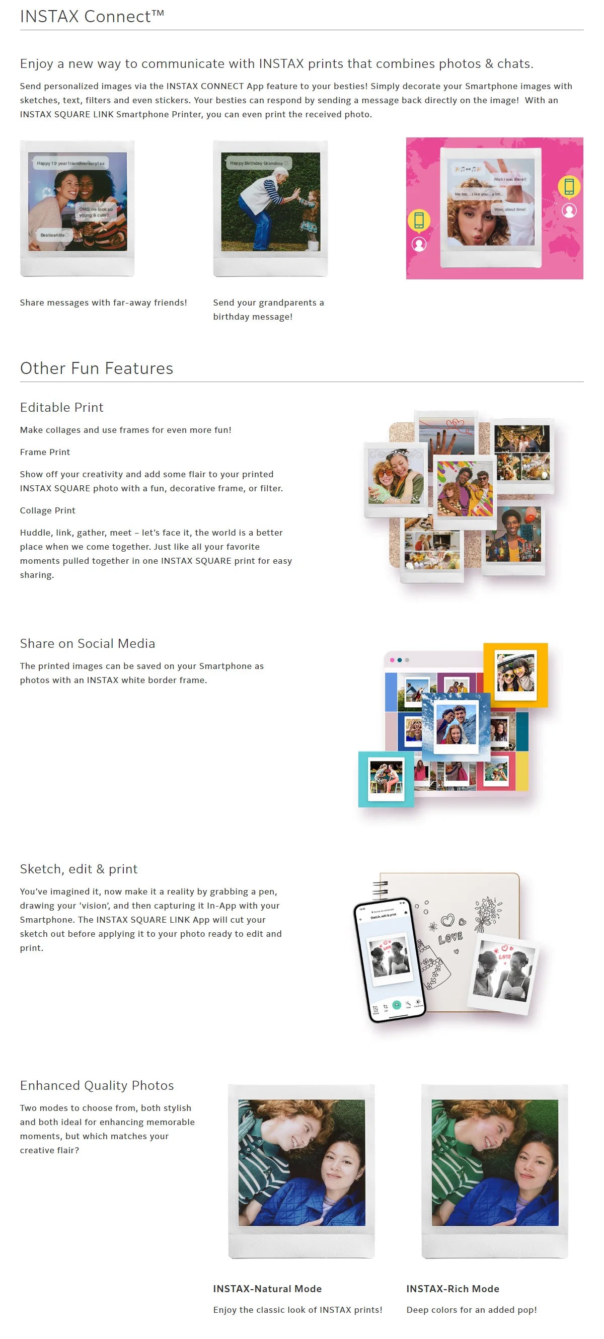 FUJIFILM INSTAX SQUARE LINK Portable Bluetooth Photo Printer for Mobile Devices