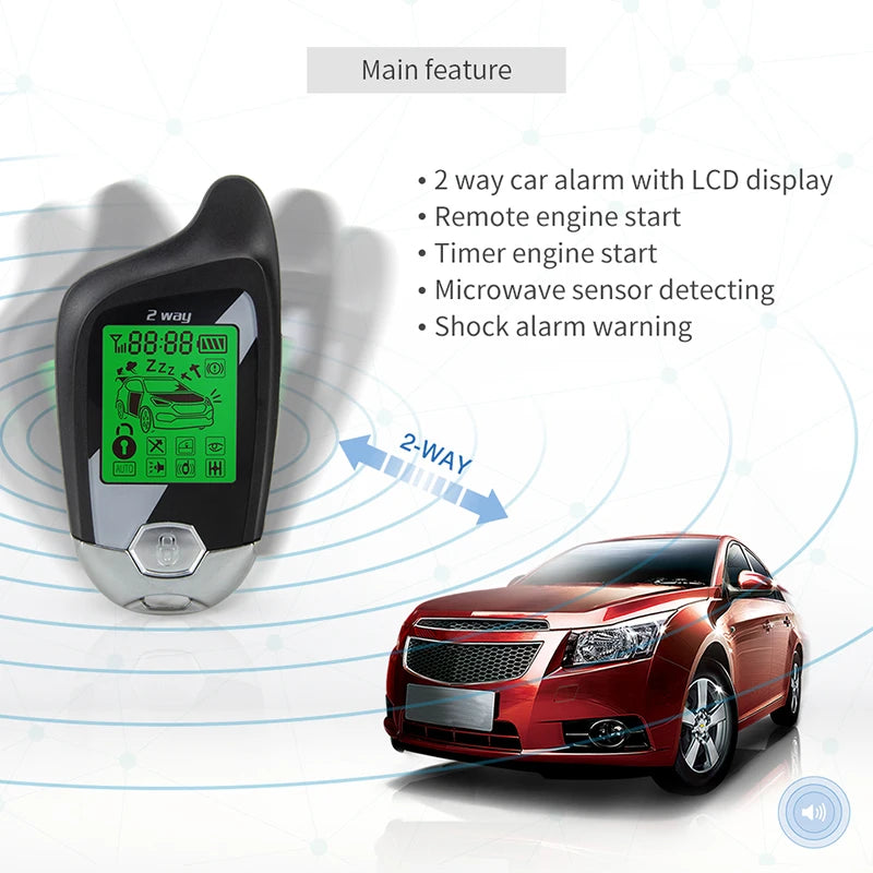 2-Way Car Alarm System with LCD Remote Starter