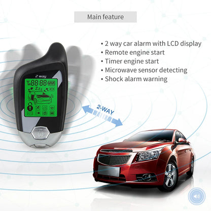 2-Way Car Alarm System with LCD Remote Starter