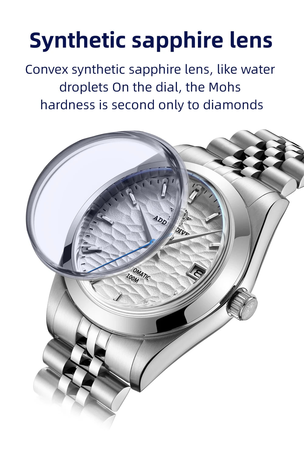 Silver Luminous Business Mechanical Watch Blue Face