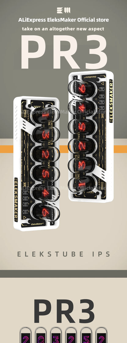 IPS 6-Bit Nixie Tube Clock Retro LED Desk Display
