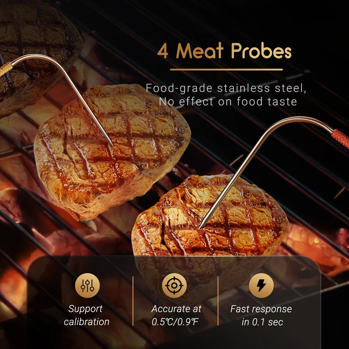WiFi Bluetooth BBQ Thermometer 4 Probes with App