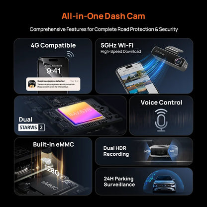 4K Front Dash Cam with GPS and 128GB Storage
