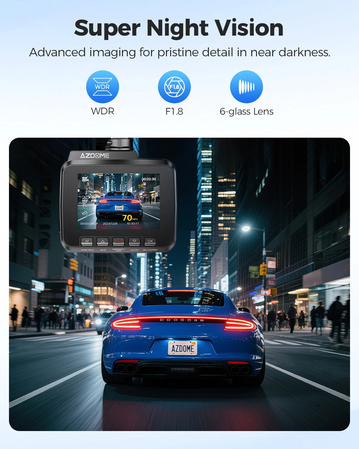 4K Car Dash Camera with GPS WiFi WDR & G-Sensor