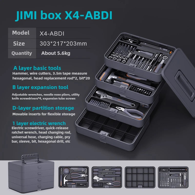 Multi-Purpose Hand Tool Set with Stackable Tool Box