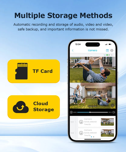 White 60X Zoom Dual-Lens WiFi Solar Security Camera 128GB