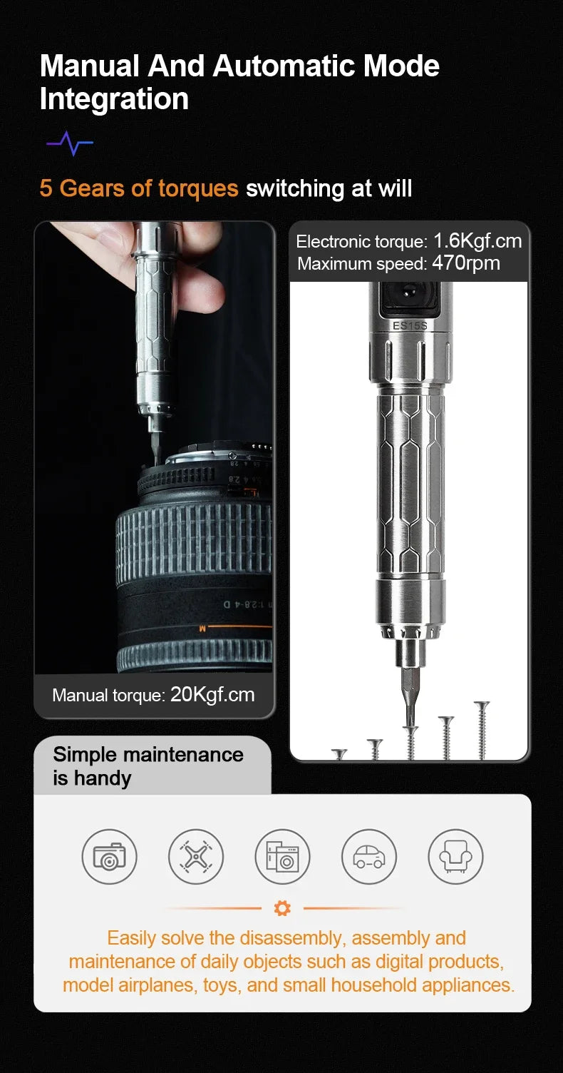 Cordless Electric Screwdriver with 24 Bit Set and LED