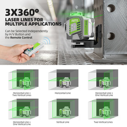 Self-Leveling Green Beam Laser Level With Receiver