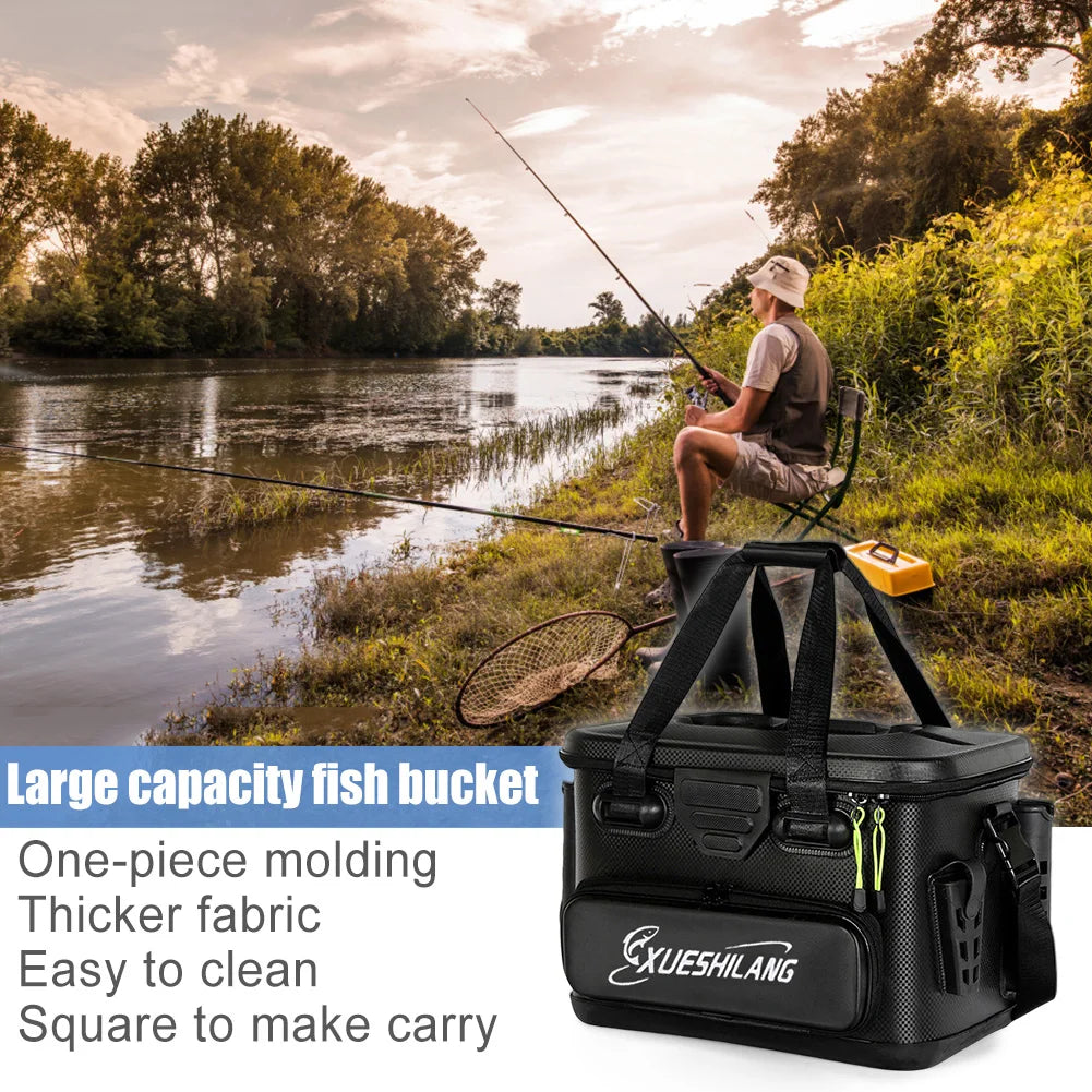 Small Waterproof Black Fishing Bag for Rods and Bait