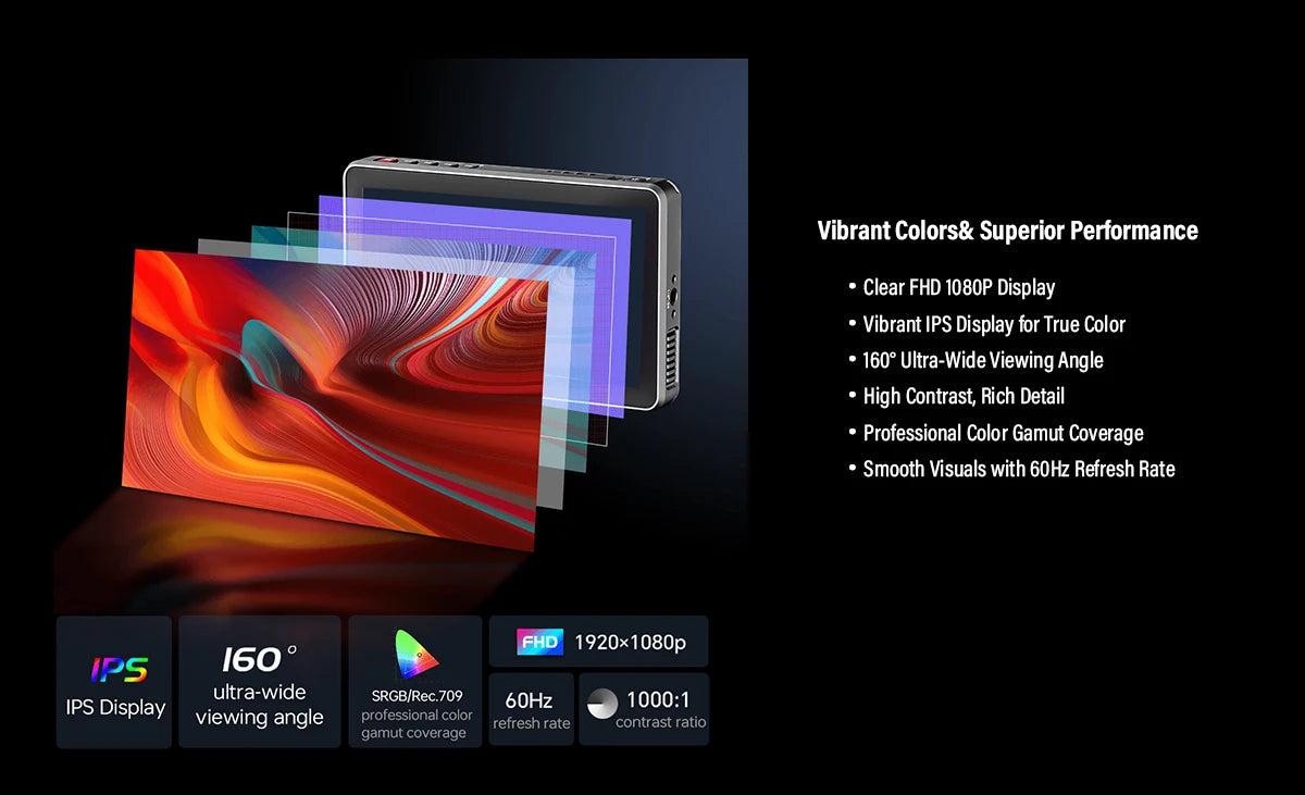 6 Inch FHD Camera Monitor 2000 Nits Touchscreen 4K HDMI SDI