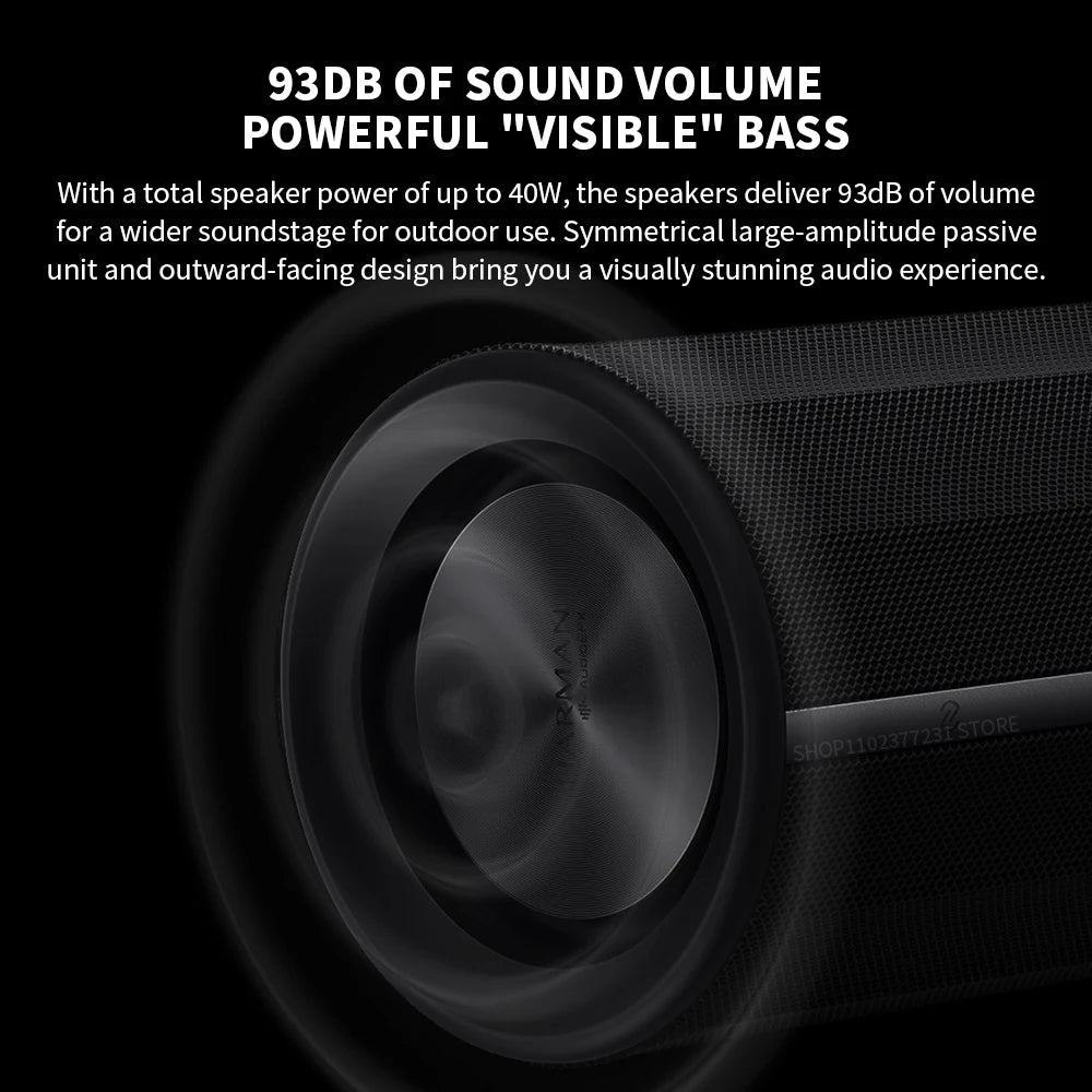 Portable Bluetooth 5.3 Speaker 40W IP67 Waterproof Gray