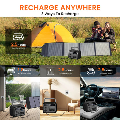 500W Portable Power Station 345Wh LiFePO4 Battery