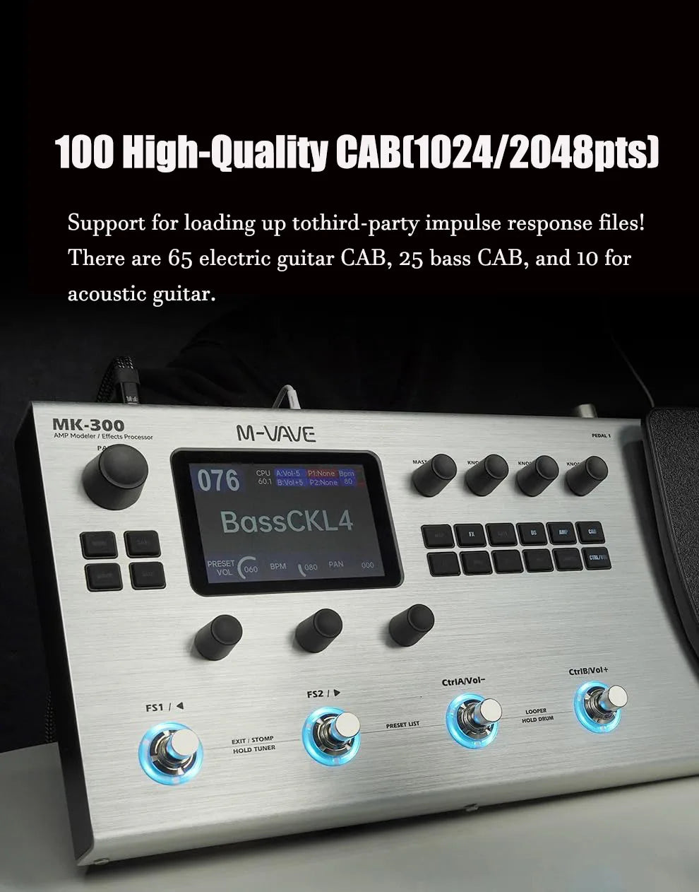 Guitar Multi-Effects Pedal with LCD Looper Drum Machine