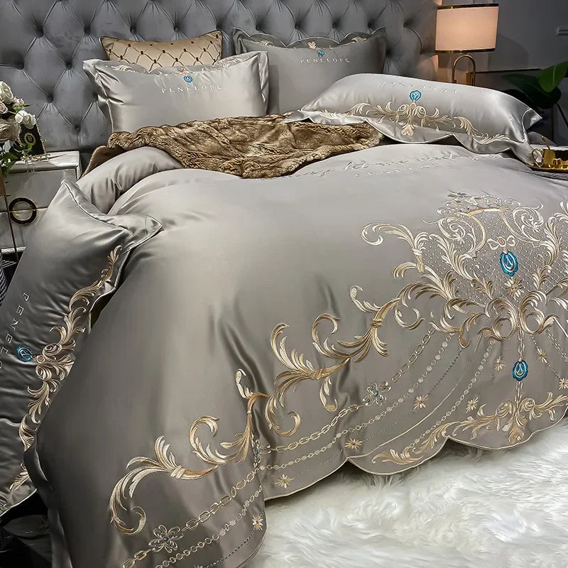 European 4-Piece Cotton Bed Sheet Set Ice Silk Quilt