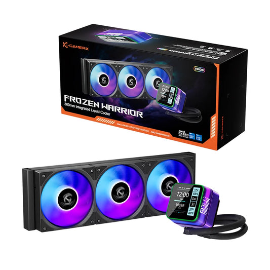 Black 360mm CPU Liquid Cooler with LCD Screen