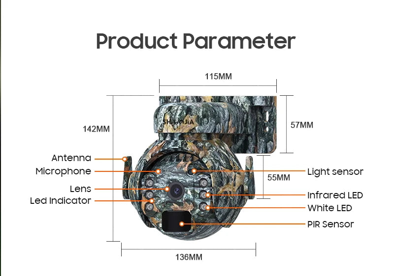 Wireless 5MP Solar Security Camera 4G AI PTZ 32GB